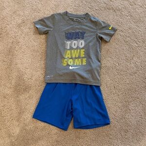 Boys Nike Gray Tee and Royal Blue Athletic Shorts. EUC. Size 6. Sports. Dri-fit.